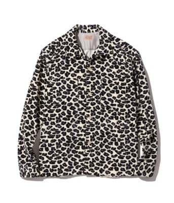 Lot No. SE28973 / Mid 1950s Style Velveteen Sports Shirt ��LEOPARD��