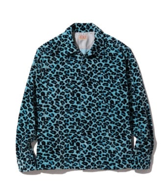 Lot No. SE28973 / Mid 1950s Style Velveteen Sports Shirt ��LEOPARD��
