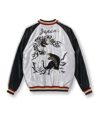 Lot No. TT15273-128 / Early 1950s Style Acetate Souvenir Jacket EAGLE  DRAGON & TIGER (Reversible Side)