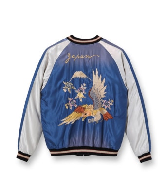 Lot No. TT15274-119 / Early 1950s - Mid 1950s Style Acetate Souvenir Jacket ROARING TIGER  EAGLE (AGING MODEL) (Reversible Side)