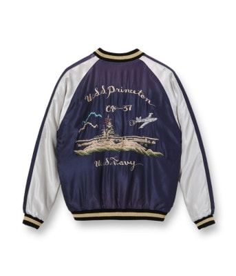 Lot No. TT15274-145 / Early 1950s Style Acetate Souvenir Jacket DUELLING DRAGONS  U.S.S. PRINCETON (AGING MODEL) (Reversible Side)