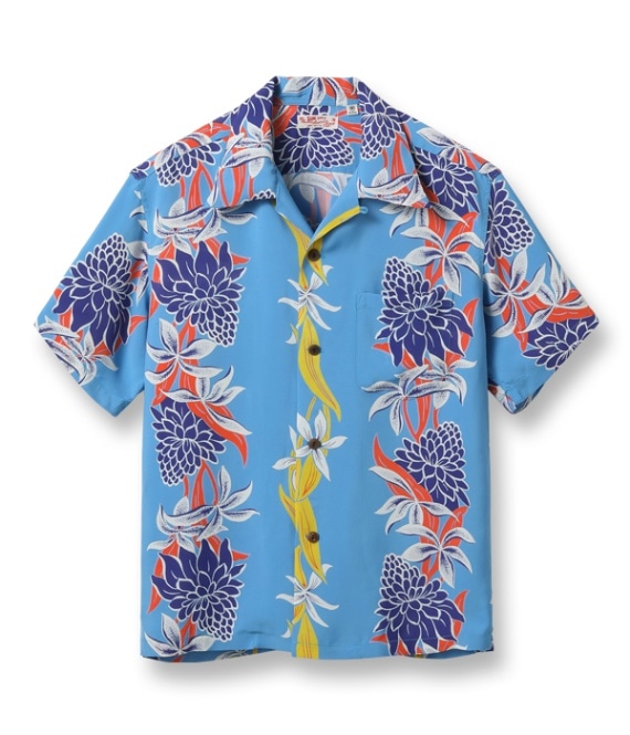 Lot No. SS39024 / RAYON HAWAIIAN SHIRT BLOOMS OF TORCH FLOWER