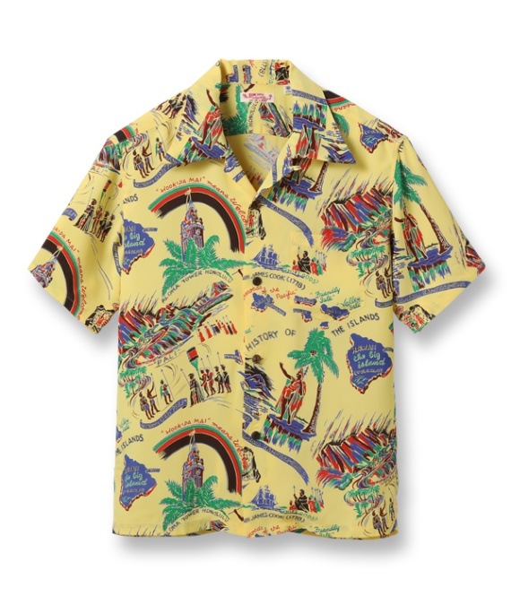 Lot No. SS39013 / RAYON HAWAIIAN SHIRT HISTORY OF THE ISLANDS