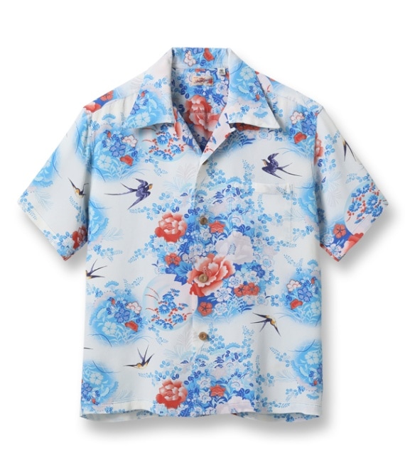 Lot No. SS39019 / RAYON HAWAIIAN SHIRT SWALLOWS FLY AROUND