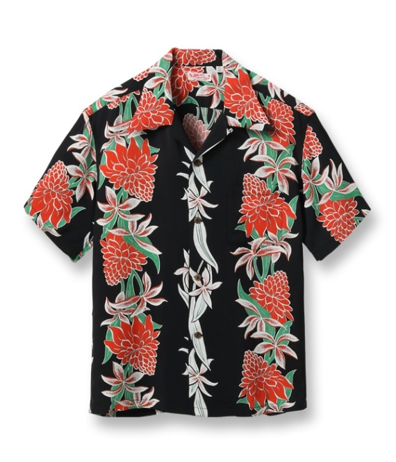 Lot No. SS39024 / RAYON HAWAIIAN SHIRT ��BLOOMS OF TORCH FLOWER��