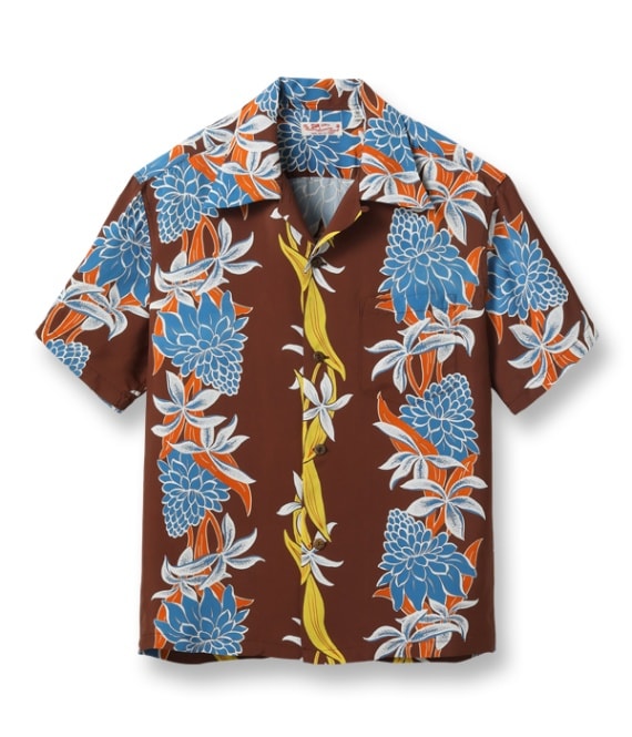 Lot No. SS39024 / RAYON HAWAIIAN SHIRT ��BLOOMS OF TORCH FLOWER��