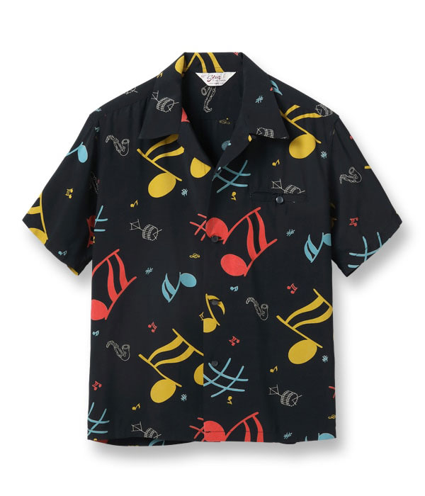 Lot No. SH39084 / HIGH DENSITY RAYON OPEN SHIRT ROCKIN' NOTES