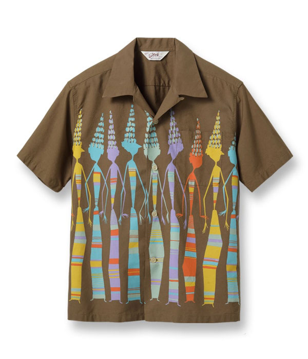 Lot No. SH39089 / COTTON TYPEWRITER OPEN SHIRT AFRICAN DAUGHTERS