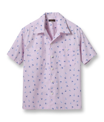 Lot No. SS38406 / COTTON TWILL REGULAR COLLAR SHIRT ��HULA & PALM TREE��