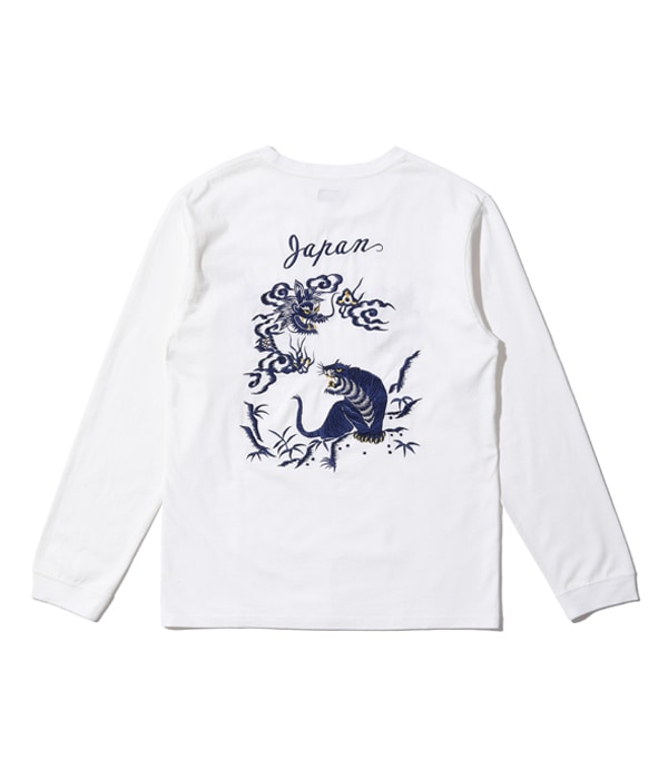 Lot No. TT69299 / LONG SLEEVE SUKA T-SHIRT EMBROIDERED EAGLE, TIGER & DRAGON