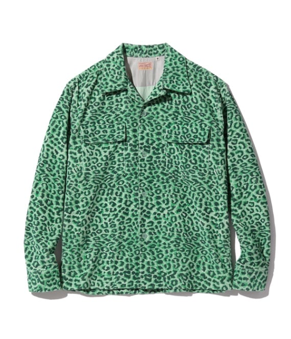 Lot No. SE29173 / Late 1950s Style Corduroy Sports Shirt ��LEOPARD��