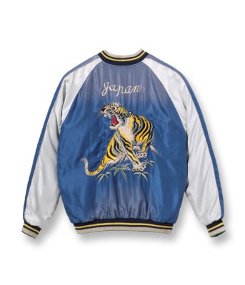 Lot No. TT15393-145 / Early 1950s Style Acetate Souvenir Jacket ��DRAGON HEAD�� �� ��ROARING TIGER�� (AGING MODEL) (Reversible Side)