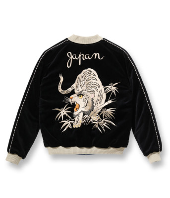 Lot No. TT15392-119 / Mid 1950s Style Velveteen Souvenir Jacket ��WHITE TIGER�� �� ��EAGLE��