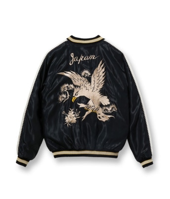 Lot No. TT15491-119 / Mid 1950s Style Acetate Souvenir Jacket WHITE EAGLE  GOLD DRAGON