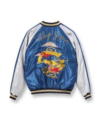 Lot No. TT15491-119 / Mid 1950s Style Acetate Souvenir Jacket WHITE EAGLE  GOLD DRAGON (Reversible Side)