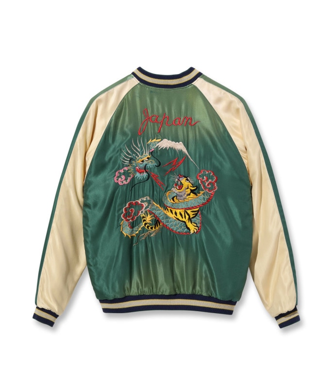 Lot No. TT15492-128 / Mid 1950s Style Acetate Souvenir Jacket DRAGON  DRAGON & TIGER (AGING MODEL) (Reversible Side)