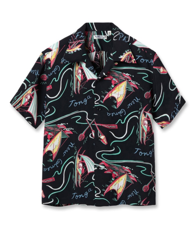 Lot No. SS39215 / RAYON HAWAIIAN SHIRT ��SOUTH SEA OUTRIGGER��