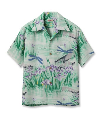Lot No. SS39218 / RAYON HAWAIIAN SHIRT ��IRIS & DRAGONFLY��