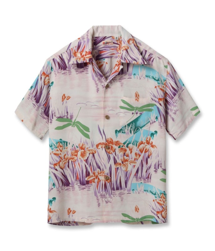 2024ǯ424 / Lot No. SS39218 / RAYON HAWAIIAN SHIRT IRIS & DRAGONFLY