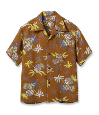 Lot No. SS39225 / RAYON HAWAIIAN SHIRT PALMS & PINEAPPLE