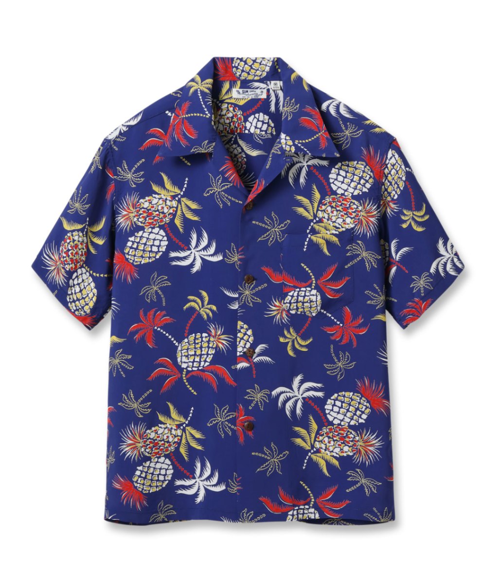 Lot No. SS39225 / RAYON HAWAIIAN SHIRT PALMS & PINEAPPLE