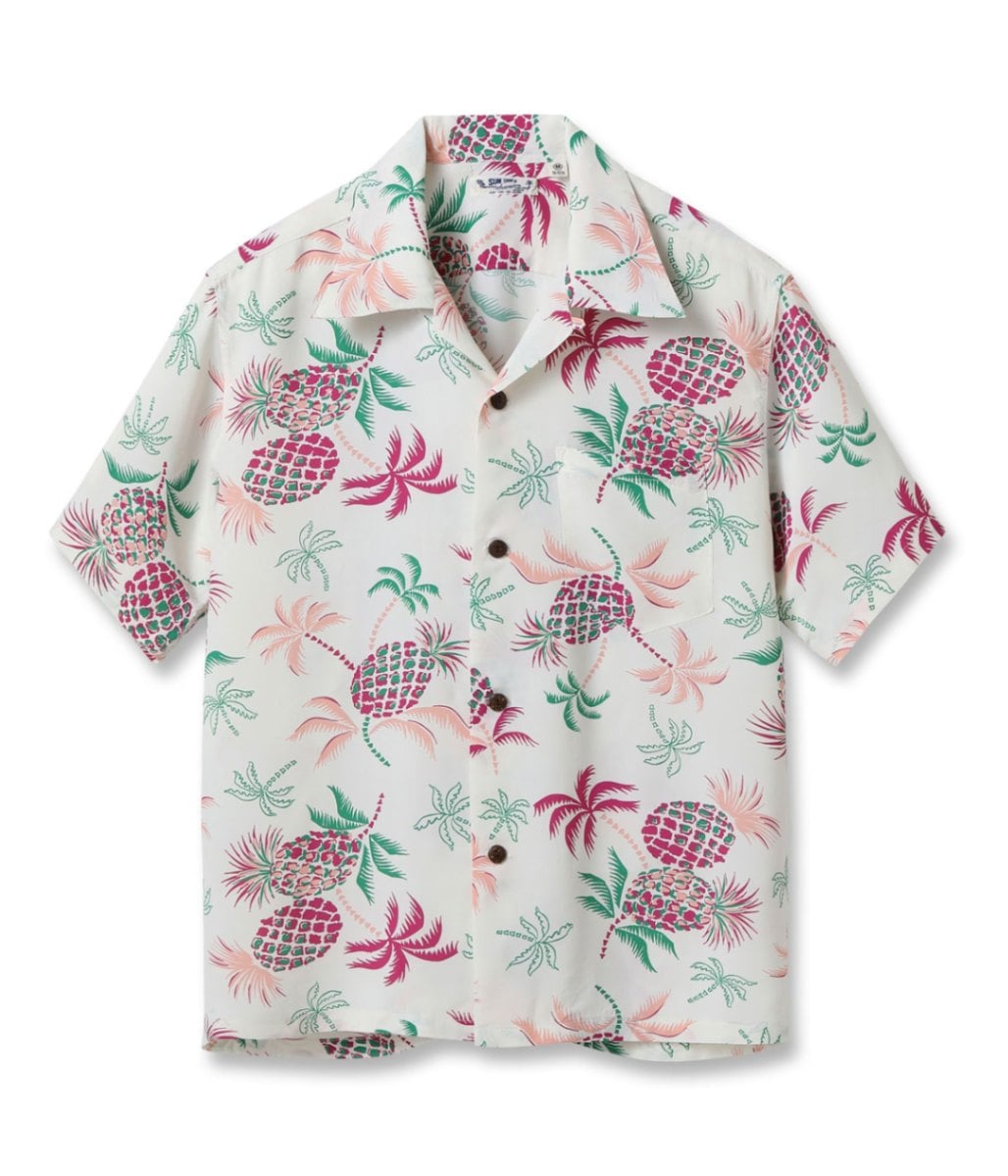 Lot No. SS39225 / RAYON HAWAIIAN SHIRT PALMS & PINEAPPLE