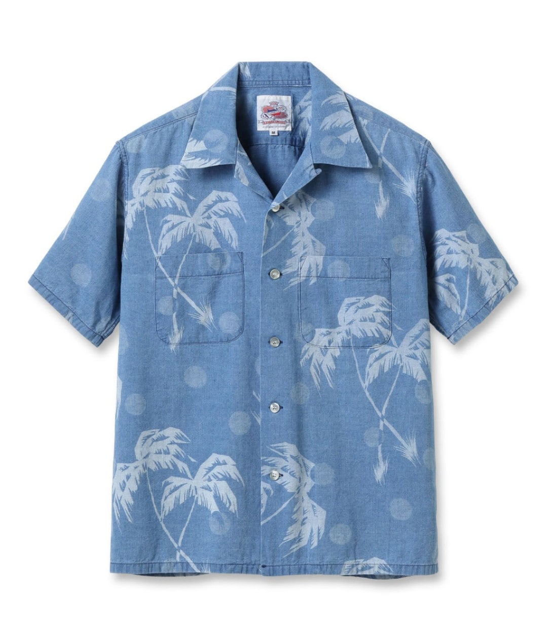 Lot No. DK39242 / DUKE KAHANAMOKU INDIGO COTTON HAWAIIAN SHIRT MOONLIGHT PALMTREE