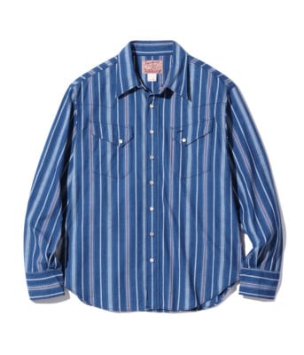 Lot No. SC29246 / NATIVE AMERICAN INDIGO STRIPE WESTERN SHIRT