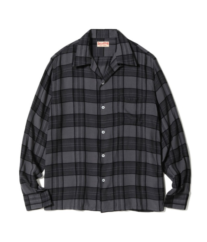 Lot No. SC29378 / RAYON DOBBY CHECK OPEN SHIRT