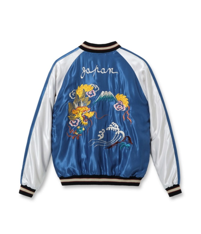 Lot No. TT15542-119 / Early 1950s Style Acetate Souvenir Jacket JAPAN MAP  GOLD DRAGON (Reversible Side)