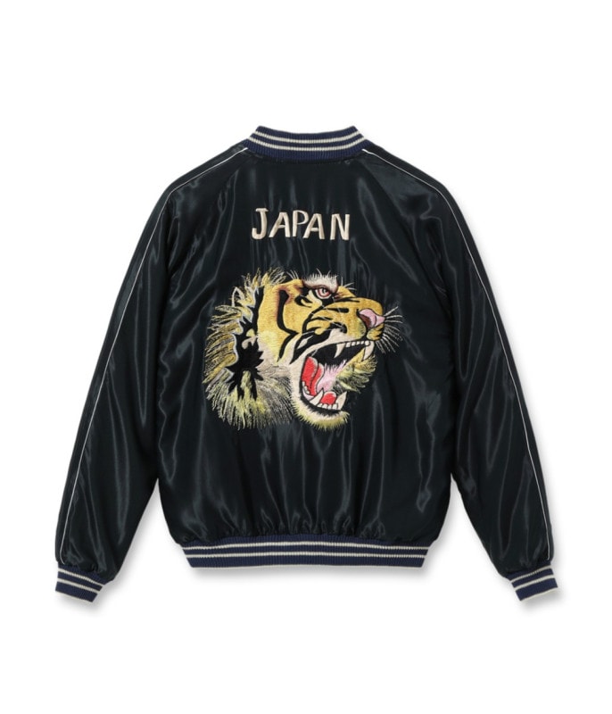 Lot No. TT15542-190 / Early 1950s Style Acetate Souvenir Jacket RED EAGLE  TIGER HEAD (Reversible Side)