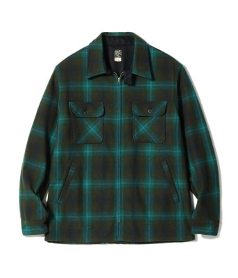 Lot No. SC15644 / FICTION ROMANCE 8oz. WOOL OMBRE CHECK ZIP SHIRT