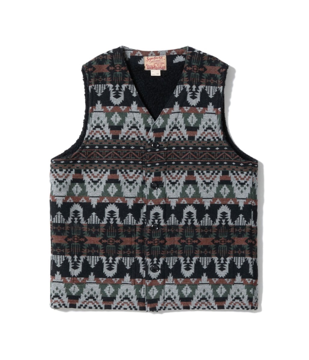 Lot No. SC15652 / NATIVE AMERICAN WOOL JACQUARD WORK VEST BOA LINING