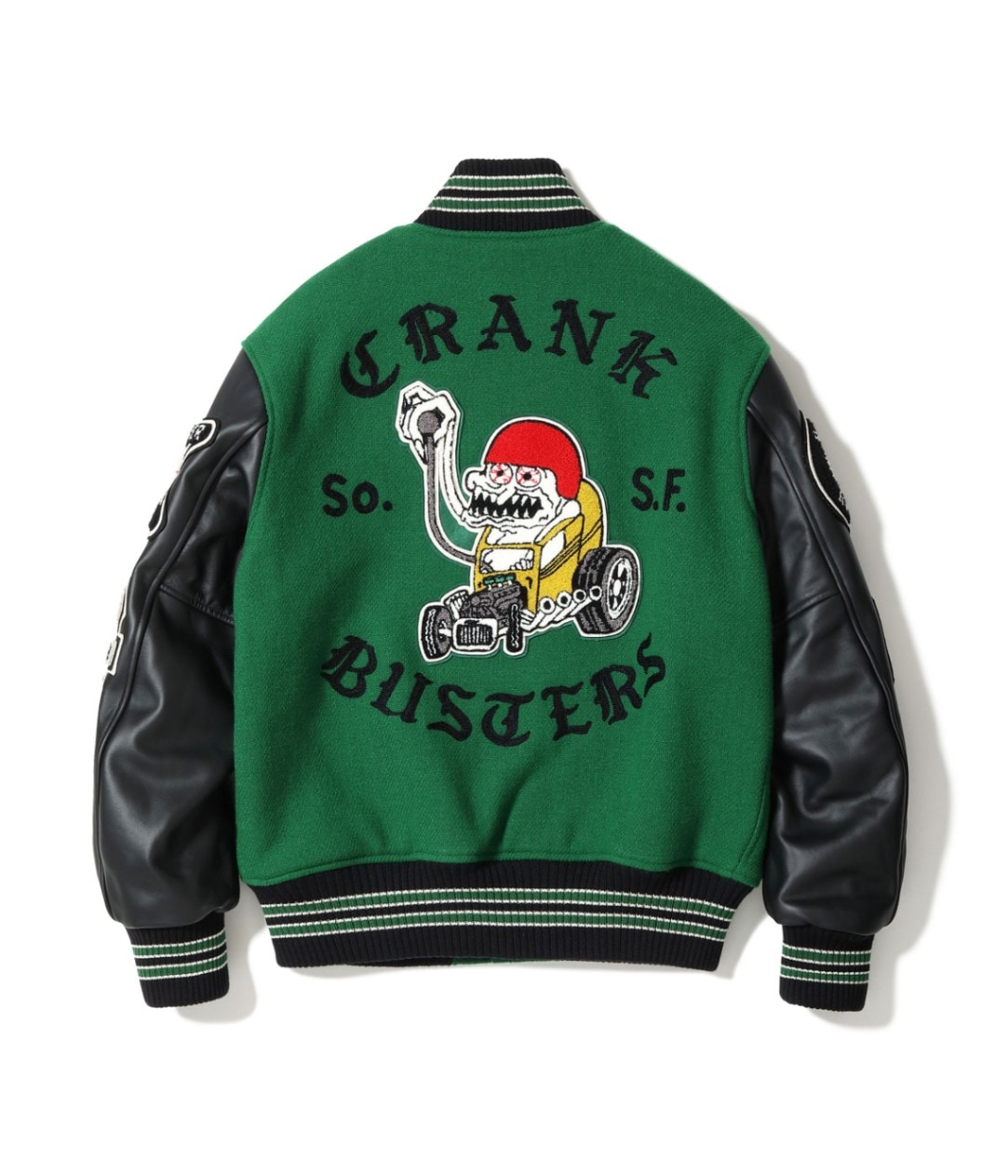 Lot No. WV15602-145 / 30oz. WOOL MELTON AWARD JACKET CRANK BUSTERS (GREEN)