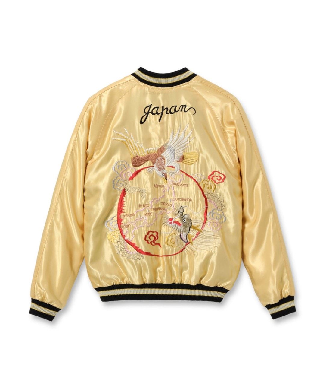 Lot No. TT15682-145 / Early 1950s Style Acetate Souvenir Jacket ROARING TIGER  JAPAN MAP (Reversible Side)