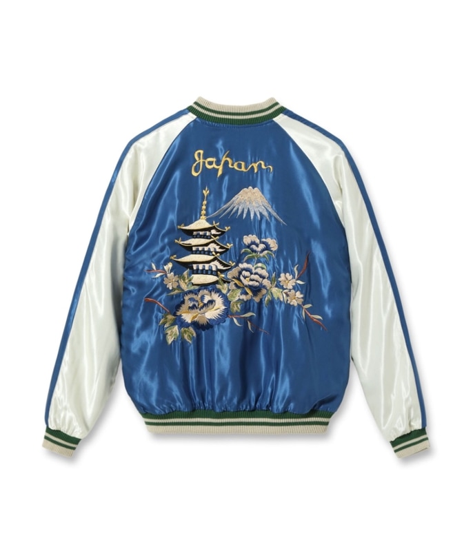 Lot No. TT15682-162 / Early 1950s Style Acetate Souvenir Jacket WHITE EAGLE  LANDSCAPE (Reversible Side)