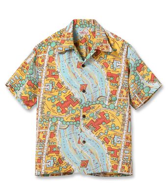 Lot No. SS39424 / RAYON HAWAIIAN SHIRT WAIKIKI MAP