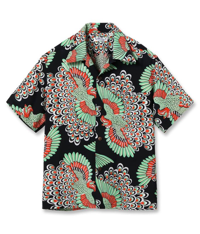 Lot No. SS39428 / RAYON HAWAIIAN SHIRT PEACOCK