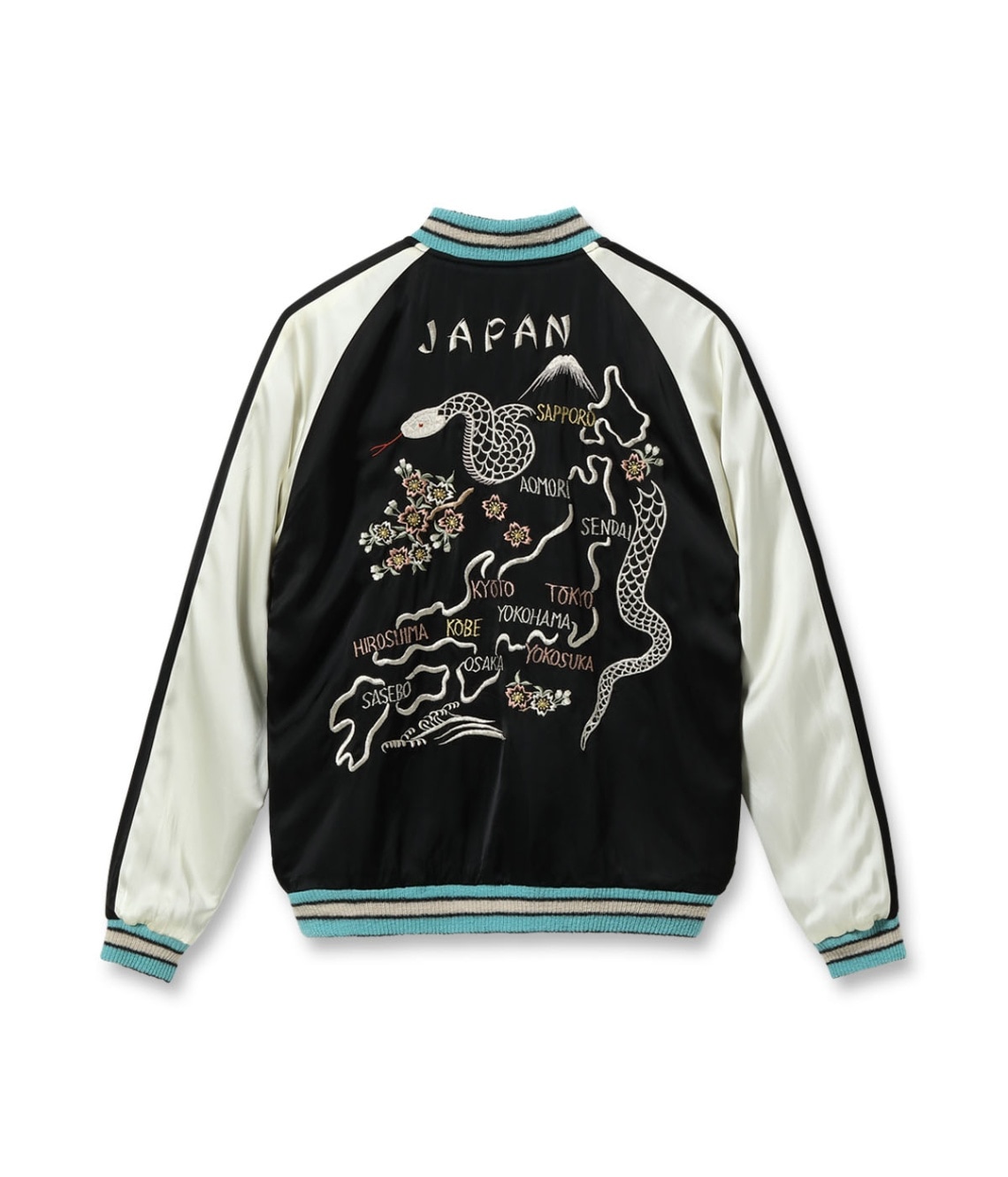 Lot No. TT15712-119 / Acetate Souvenir Jacket TOYO ENTERPRISE 60th Anniversary Special Edition WHITE SNAKE  JAPAN MAP & SNAKE (Reversible Side)