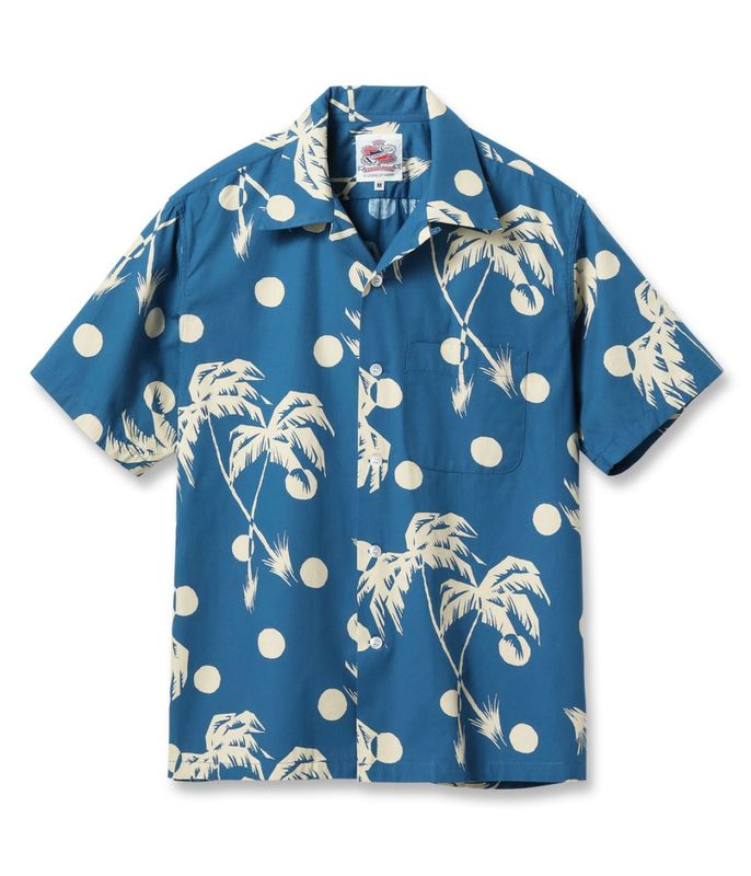 Lot No. DK39451 / DUKE KAHANAMOKU COTTON HAWAIIAN SHIRT ��MOONLIGHT PALMTREE��