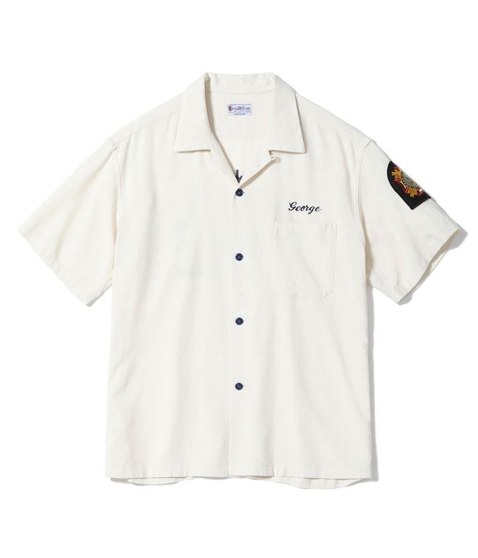 Lot No. BR39510 / U.S. NAVY RAYON LINEN OPEN SHIRT with CHAIN EMBROIDERED