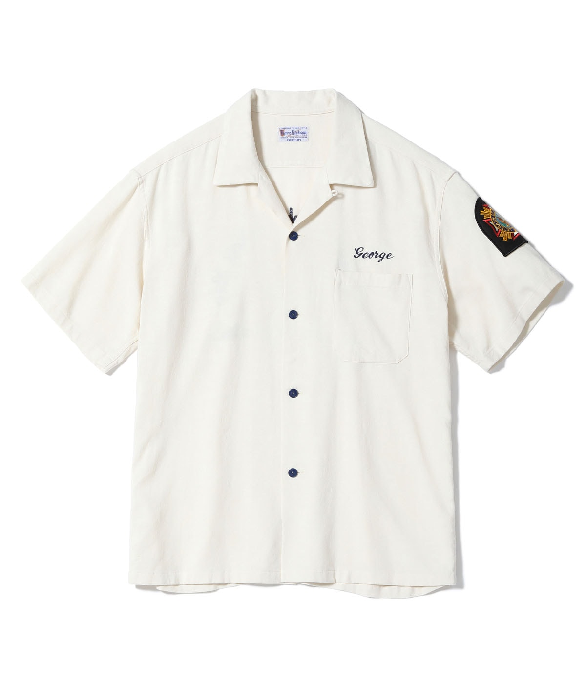 Lot No. BR39510 / U.S. NAVY RAYON LINEN OPEN SHIRT with CHAIN EMBROIDERED