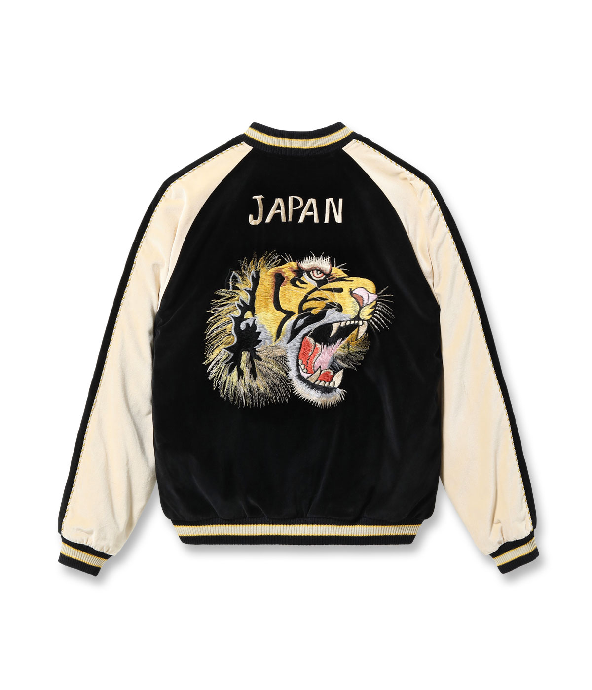 Lot No. TT15795-119 / Mid 1950s Style Velveteen (Two-tone)  Acetate Souvenir Jacket TIGER HEAD  GOLD DRAGON
