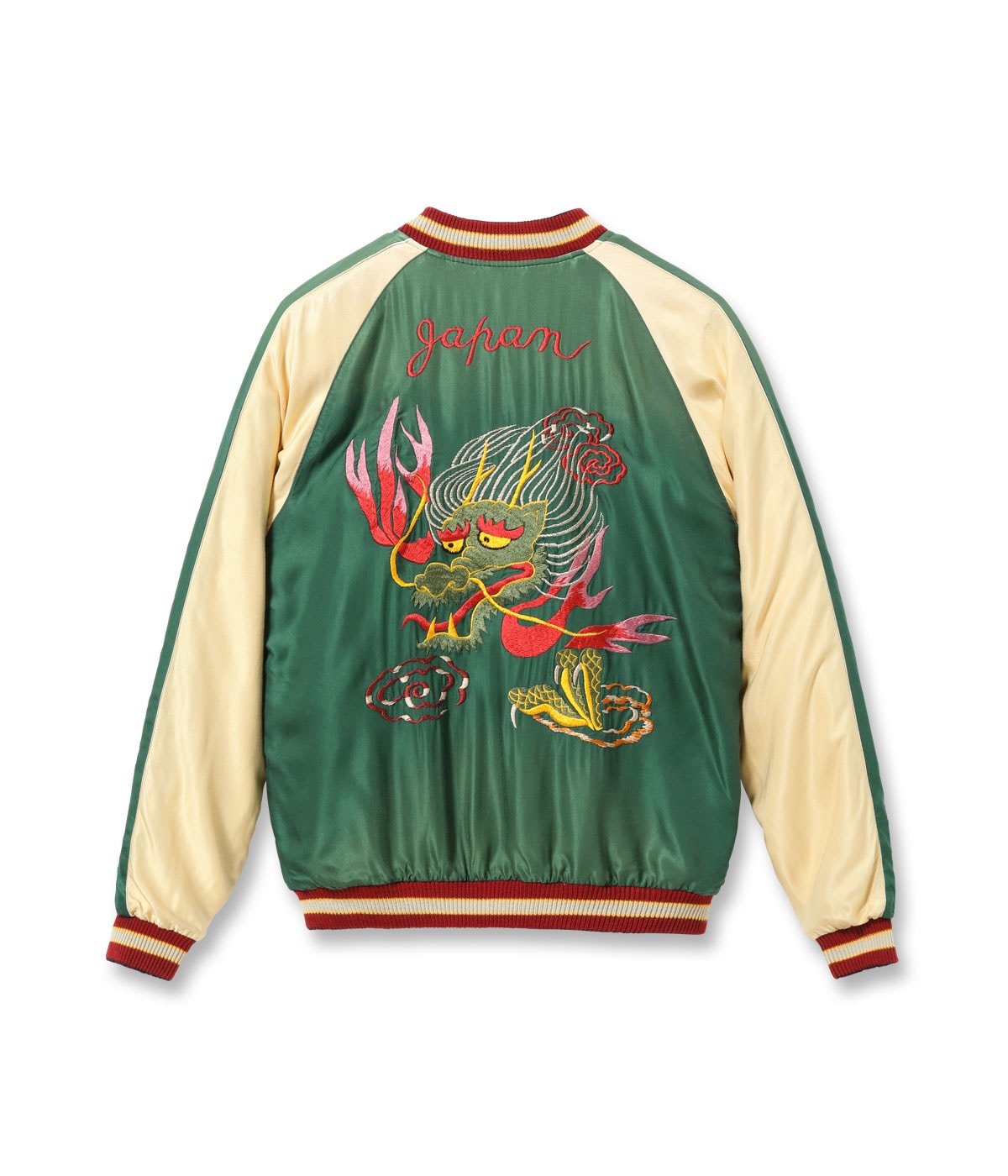 Lot No. TT15793-128 / Mid 1950s Style Acetate Souvenir Jacket SNAKE & SKULL  DRAGON HEAD (AGING MODEL) (Reversible Side)