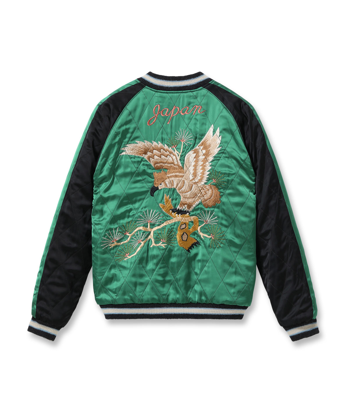 Lot No. TT15809-119 / Mid 1950s Style Velveteen  Acetate Quilted Souvenir Jacket Stencil Paint TOYO ENTERPRISE 60th Anniversary Special Edition TIGER HEAD  EAGLE (Reversible Side)