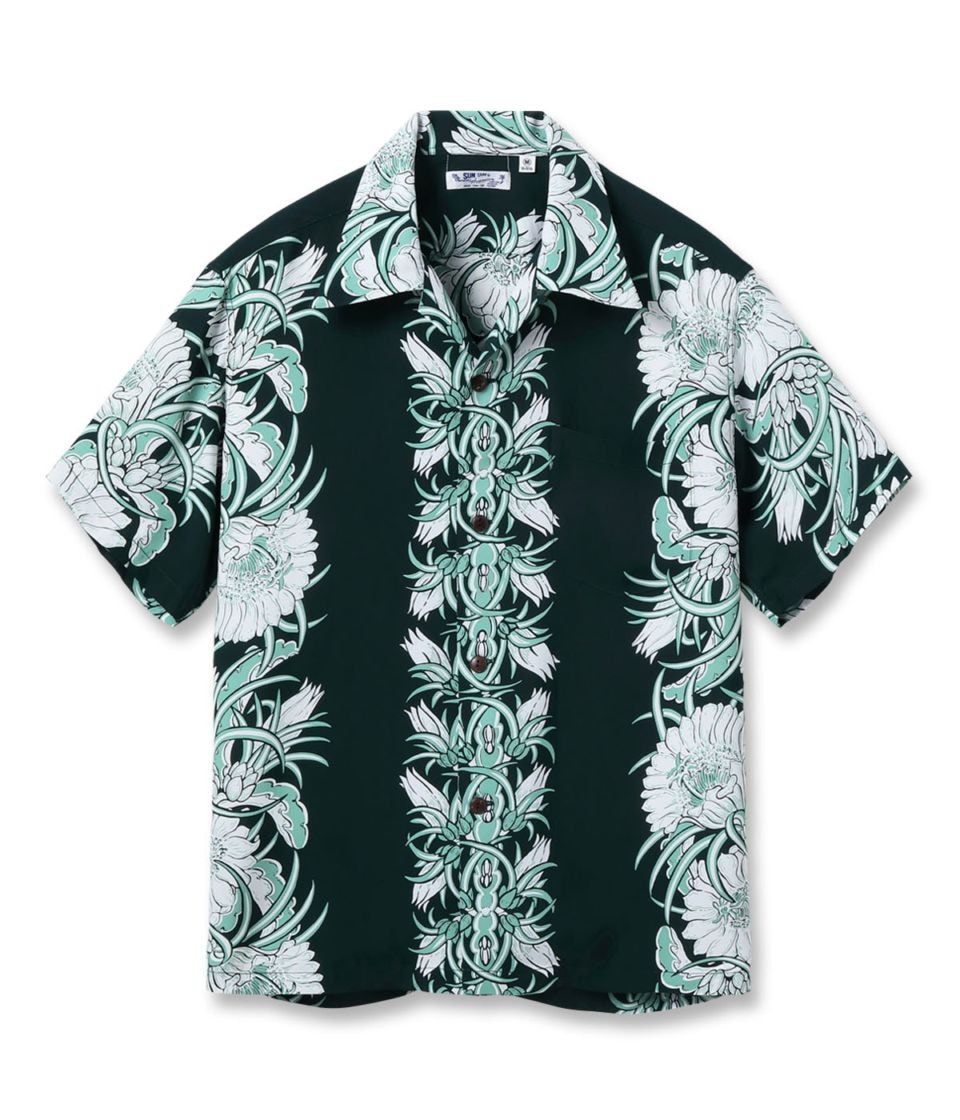 Lot No. SS39612 / RAYON HAWAIIAN SHIRT ��NIGHT BLOOMING CEREUS BORDER��