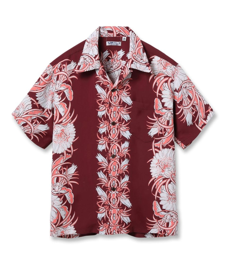 Lot No. SS39612 / RAYON HAWAIIAN SHIRT ��NIGHT BLOOMING CEREUS BORDER��