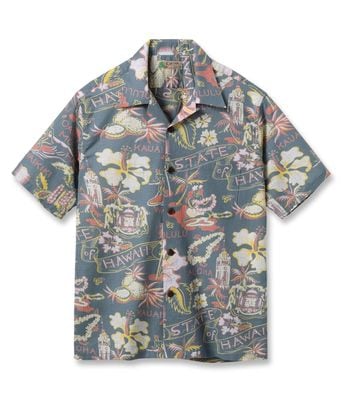 Lot No. SS39693 / COTTON LINEN SLUBYARN HAWAIIAN SHIRT ��STATE OF HAWAII��