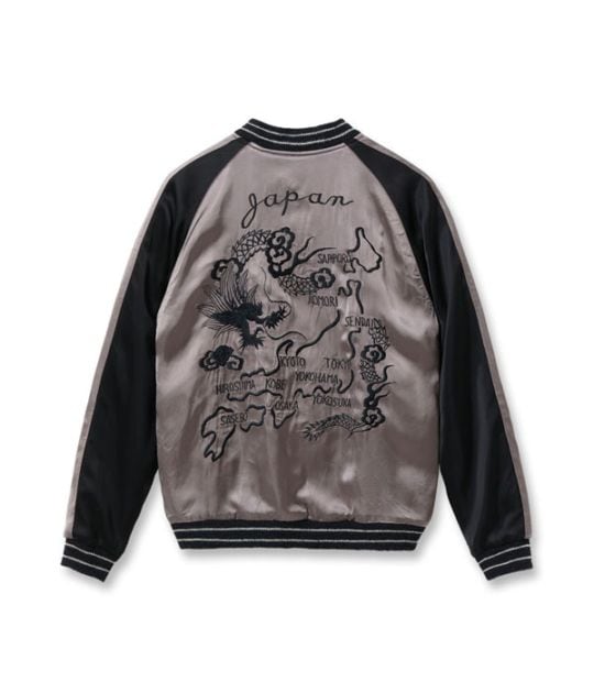 Lot No. TT15912-119 / Late 1940s Style Acetate Souvenir Jacket KOSHO & CO. Special Edition ��WHITE TIGER�� �� ��JAPAN MAP�� (Reversible Side)