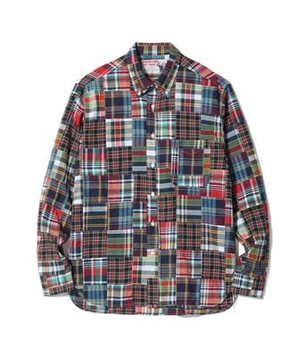 Lot No. SC29736 / INDIA MADRAS CHECK PATCHWORK BUTTON DOWN SHIRT
